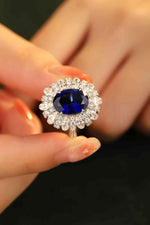 5 Carat Lab-Grown Sapphire Flower Shape Ring - Ladyez