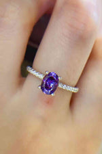 1 Carat Purple Moissanite 4-Prong Ring - Ladyez
