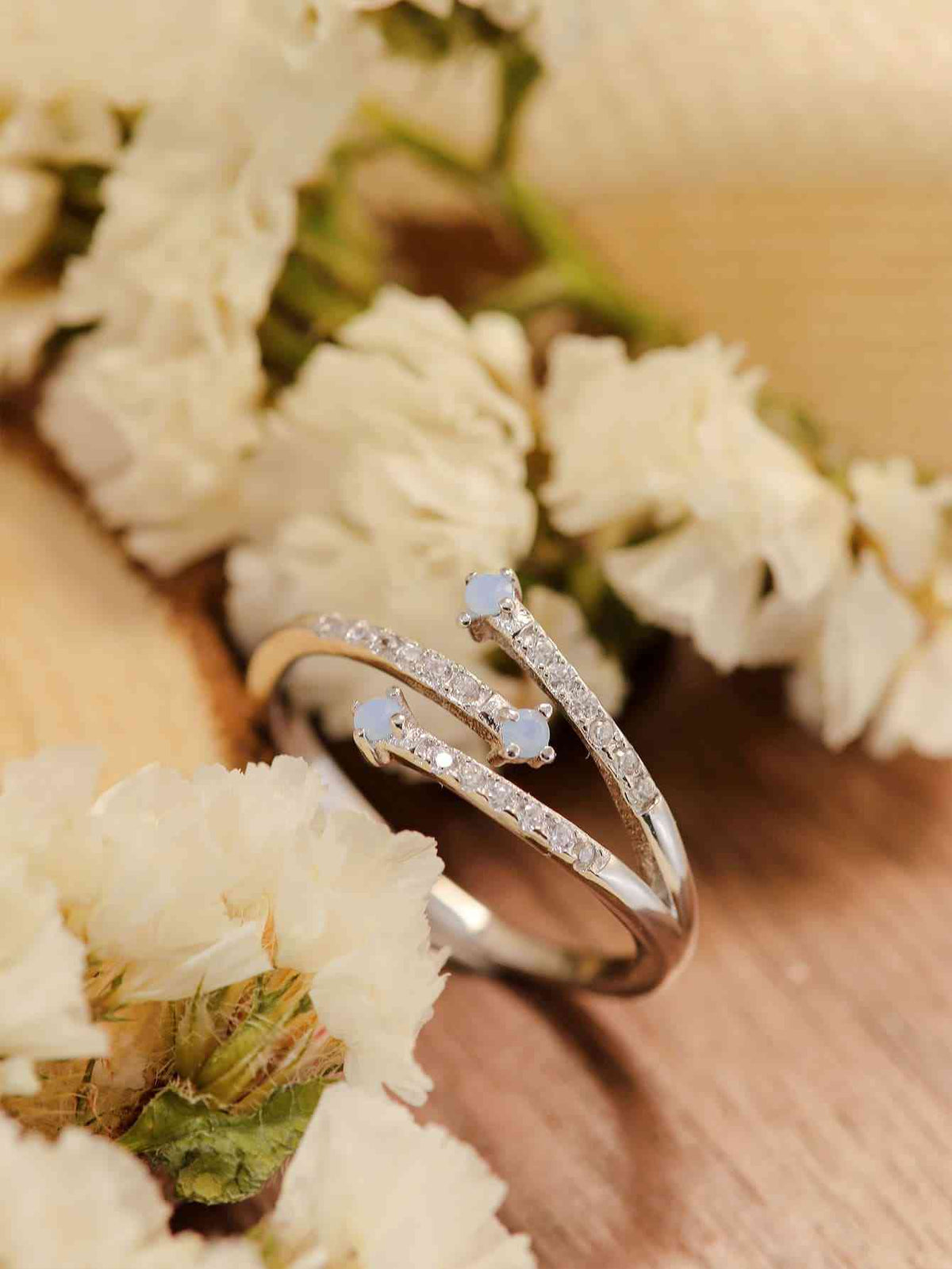 Moonstone Platinum-Plated Ring - Ladyez