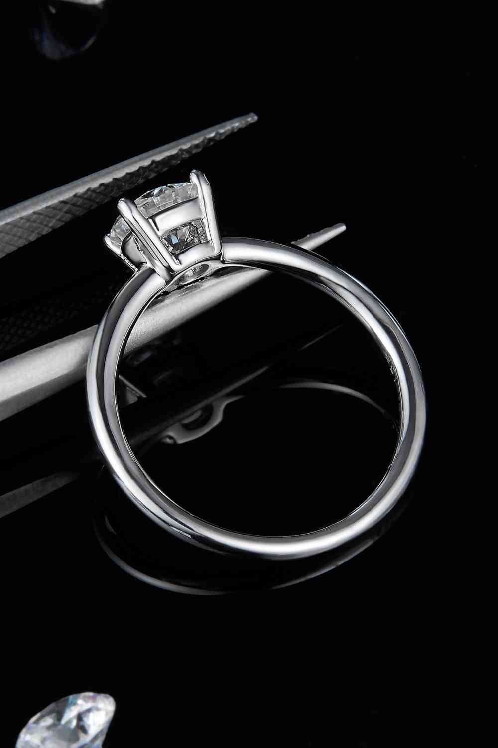1 Carat Moissanite 925 Sterling Silver Solitaire Ring - Ladyez