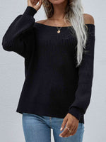 Double Take Off-Shoulder Rib-Knit Sweater - Ladyez