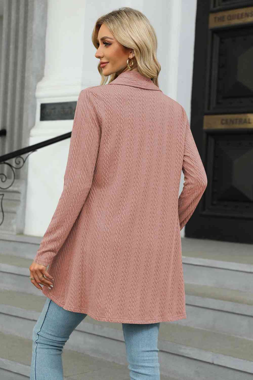 Open Front Long Sleeve Cardigan - Ladyez
