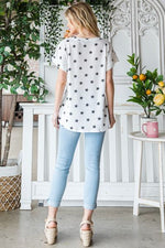 Heimish Full Size Star Print Short Sleeve V-Neck Waffle Knit T-Shirt - Ladyez