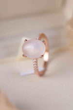 High Quality Natural Moonstone 925 Sterling Silver Side Stone Ring - Ladyez