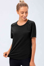 Round Neck Raglan Sleeve Active Tee - Ladyez