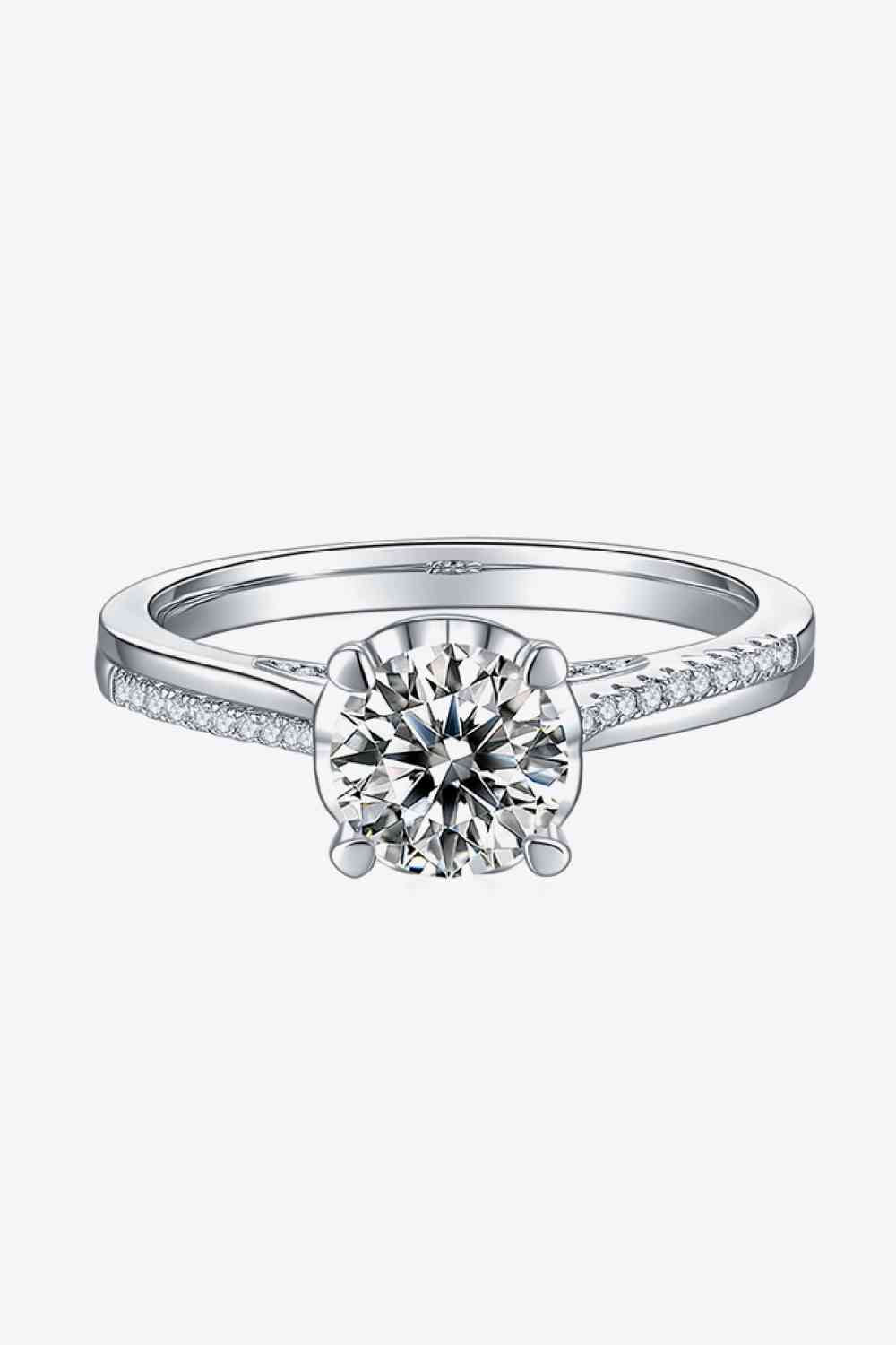 Adored 1 Carat Moissanite 925 Sterling Silver Side Stone Ring - Ladyez