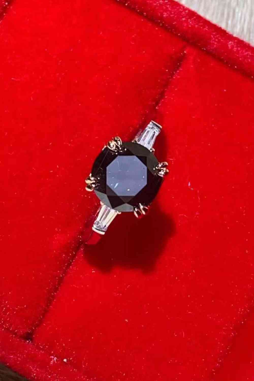 2 Carat Black Moissanite Platinum-Plated Ring - Ladyez
