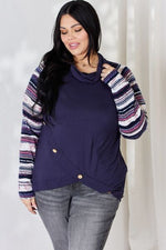 Celeste Full Size Buttoned Striped Long Sleeve Top - Ladyez