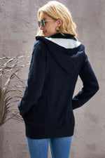 Cable-Knit Fleece Lining Button-Up Hooded Cardigan - Ladyez