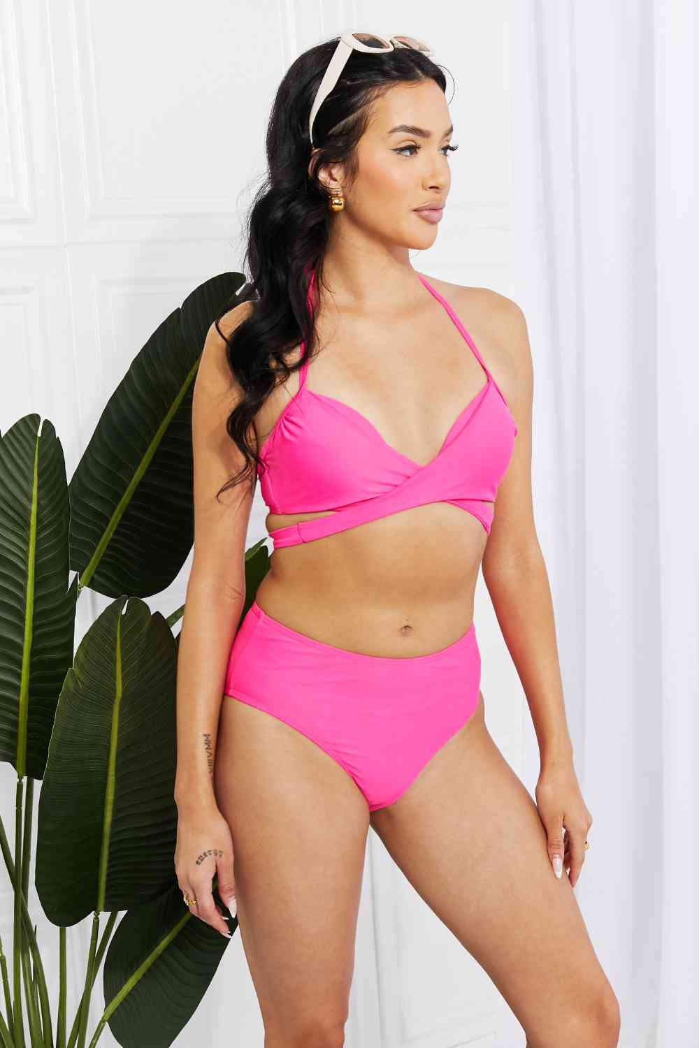Marina West Swim Summer Splash Halter Bikini Set in Pink - Ladyez