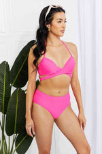 Marina West Swim Summer Splash Halter Bikini Set in Pink - Ladyez