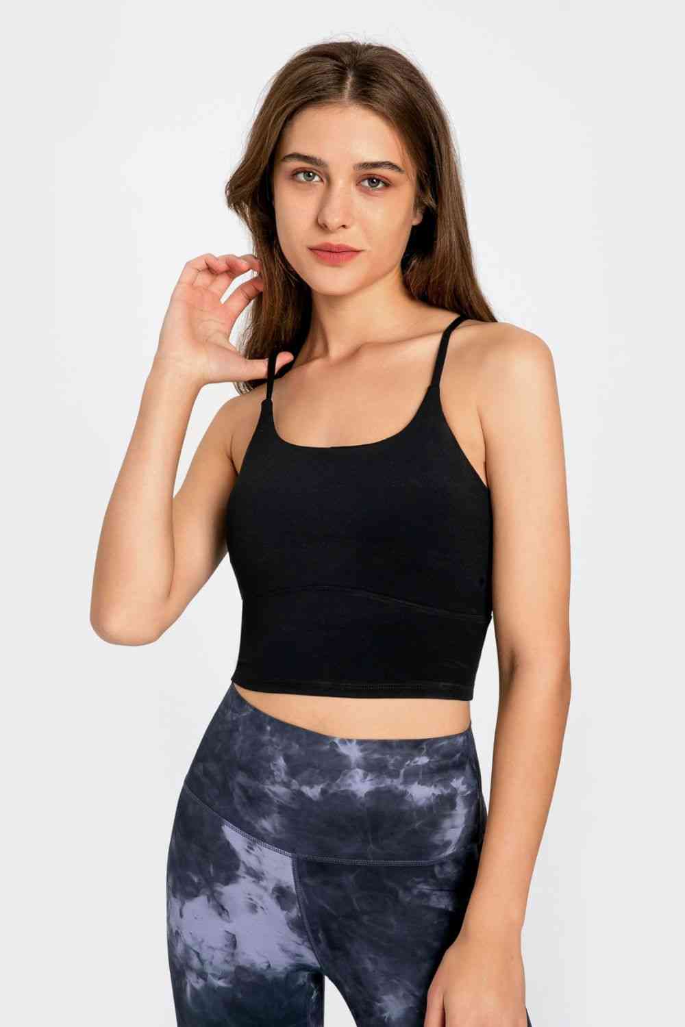Crisscross Back Scoop Neck Sports Cami - Ladyez