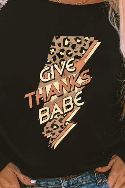 GIVE THANKS BABE Sequin Long Sleeve Blouse - Ladyez