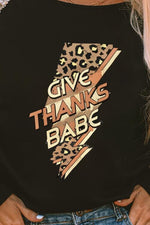 GIVE THANKS BABE Sequin Long Sleeve Blouse - Ladyez