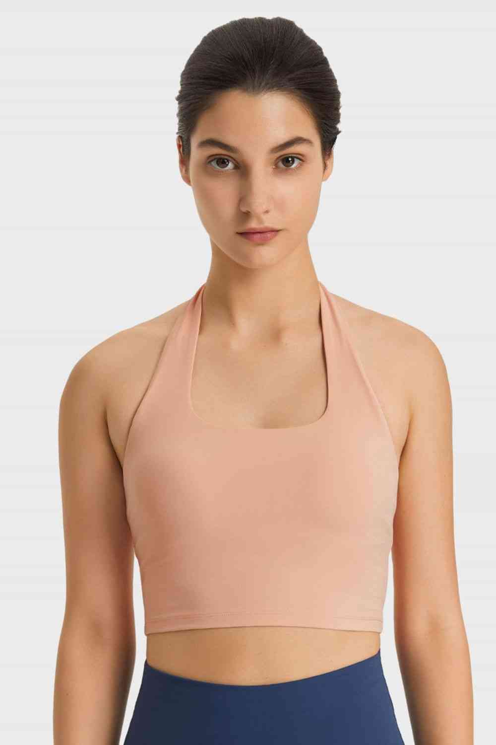 Breathable Halter Neck Sports Bra - Ladyez