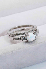 925 Sterling Silver Opal Split Shank Ring - Ladyez