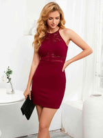 Spliced Lace Sleeveless Mini Dress - Ladyez