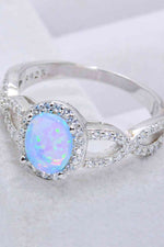 925 Sterling Silver Opal Halo Ring - Ladyez