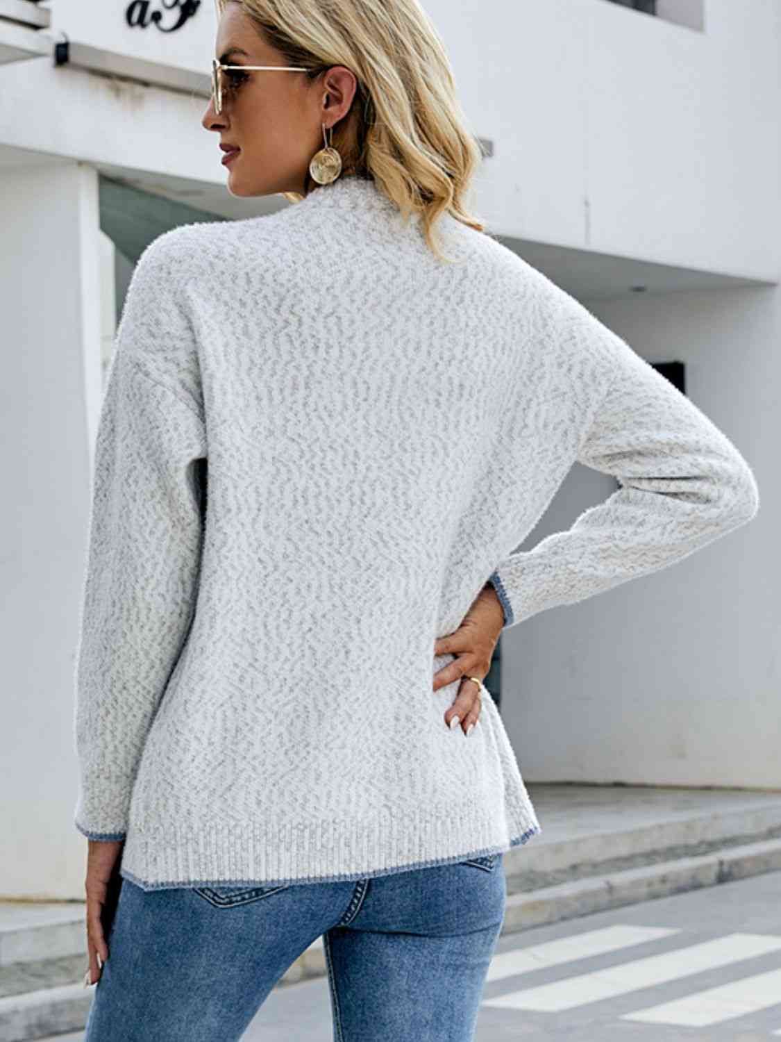 Button Down V-Neck Cardigan with Pockets - Ladyez