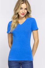 ACTIVE BASIC V-Neck Short Sleeve T-Shirt - Ladyez