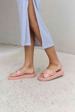 Forever Link Studded Cross Strap Sandals in Blush - Ladyez