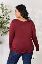 Culture Code Full Size Drawstring Round Neck Long Sleeve Top - Ladyez