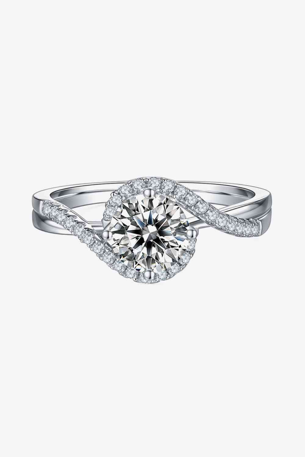1 Carat Moissanite Crisscross Ring - Ladyez