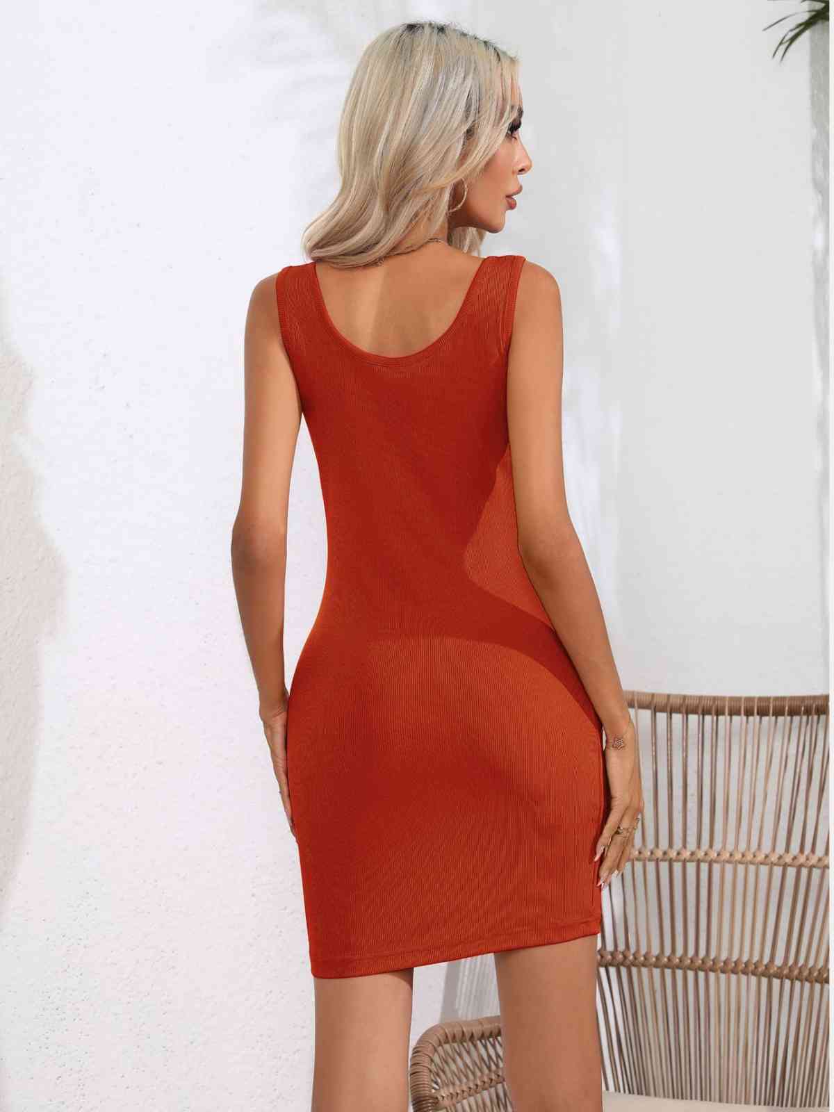 Scoop Neck Sleeveless Bodycon Dress - Ladyez