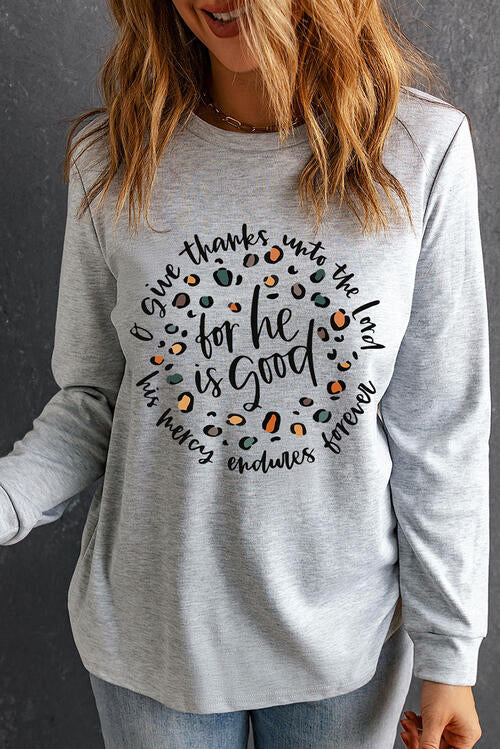 Graphic Round Neck Long Sleeve T-Shirt - Ladyez