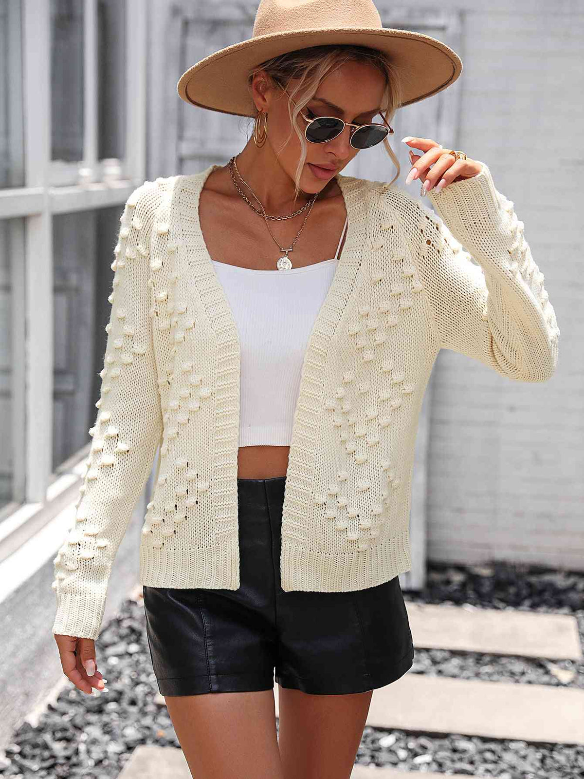 Open Front Long Sleeve Cardigan - Ladyez