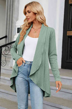 Open Front Long Sleeve Cardigan - Ladyez