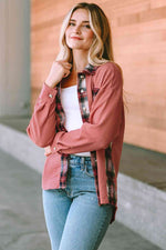 Plaid Button Down Collared Jacket - Ladyez