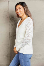 Double Take Rib-Knit Plunge Raglan Sleeve Cardigan - Ladyez
