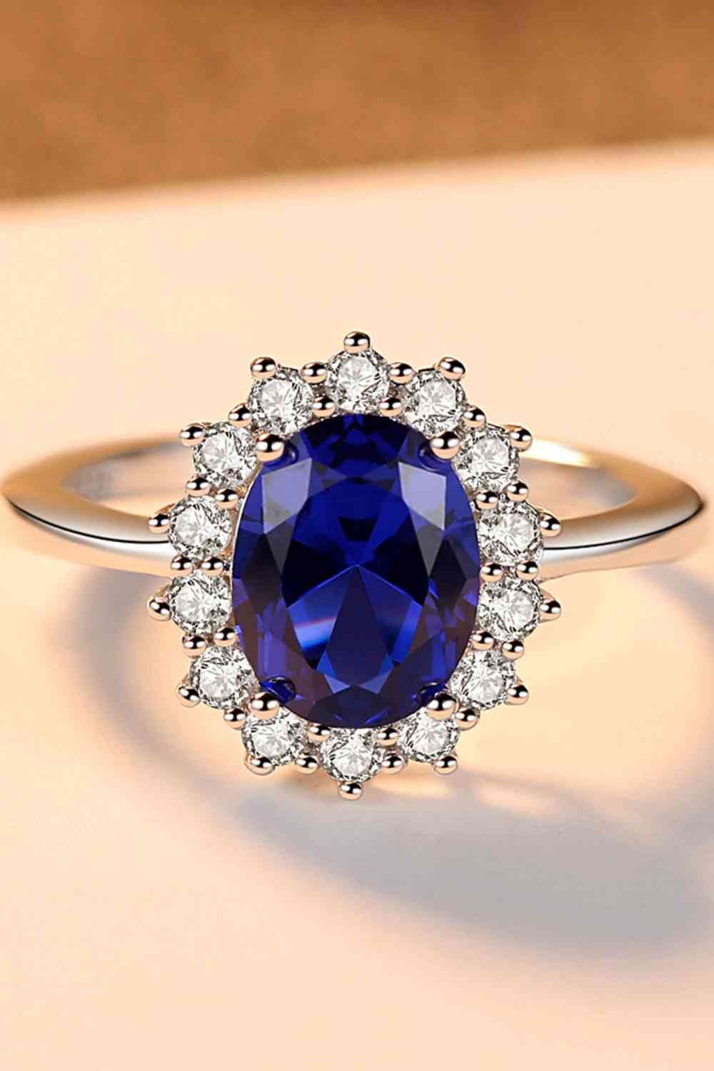 Synthetic Sapphire 925 Sterling Silver Ring - Ladyez