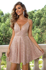 Sequin Spaghetti Strap Dress - Ladyez