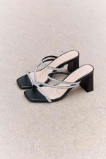Qupid Level Up Rhinestone Strap Heels - Ladyez