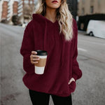 Quarter-Zip Drawstring Teddy Hoodie - Ladyez
