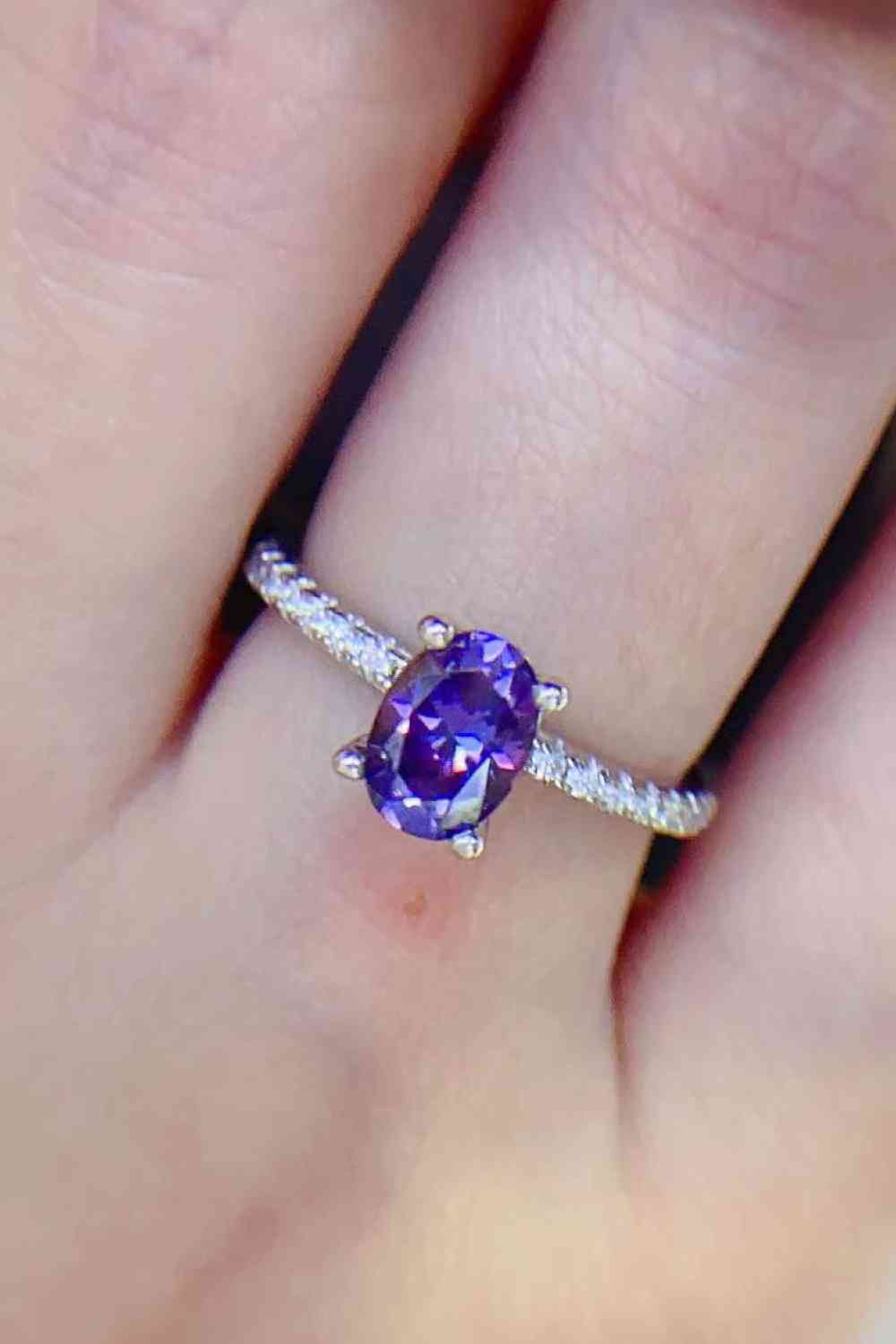 1 Carat Purple Moissanite 4-Prong Ring - Ladyez