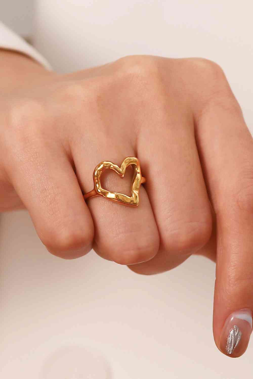 18K Gold Plated Heart-Shaped Ring - Ladyez