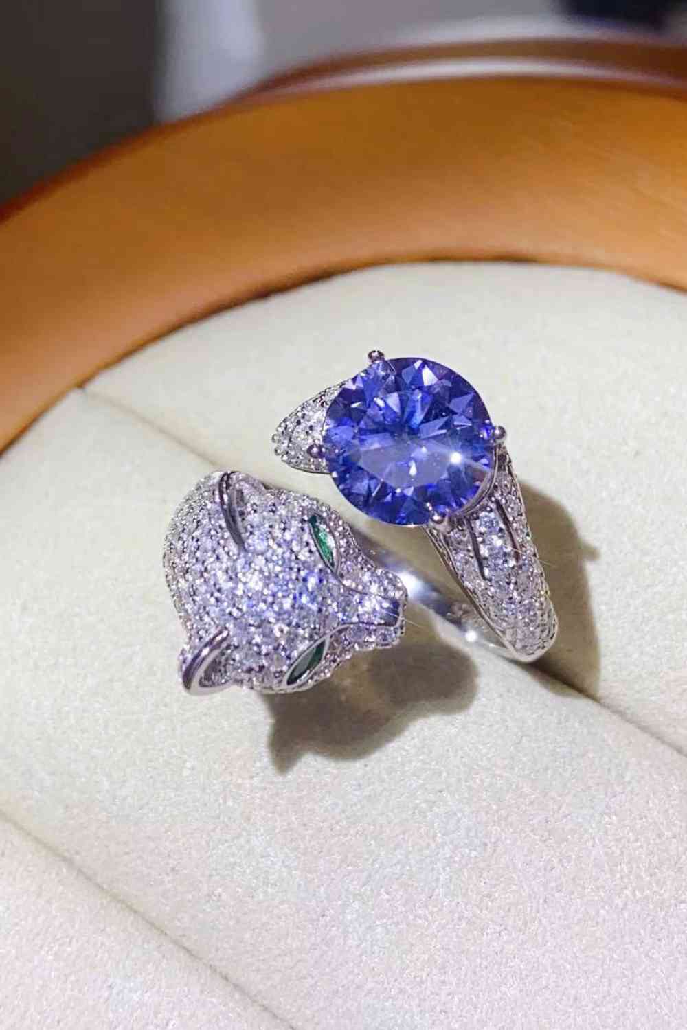 2 Carat Moissanite Adjustable Animal Bypass Ring - Ladyez