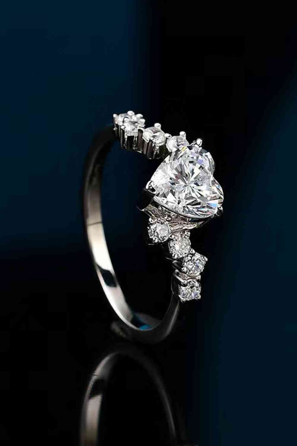 1 Carat Moissanite Heart 925 Sterling Silver Ring - Ladyez