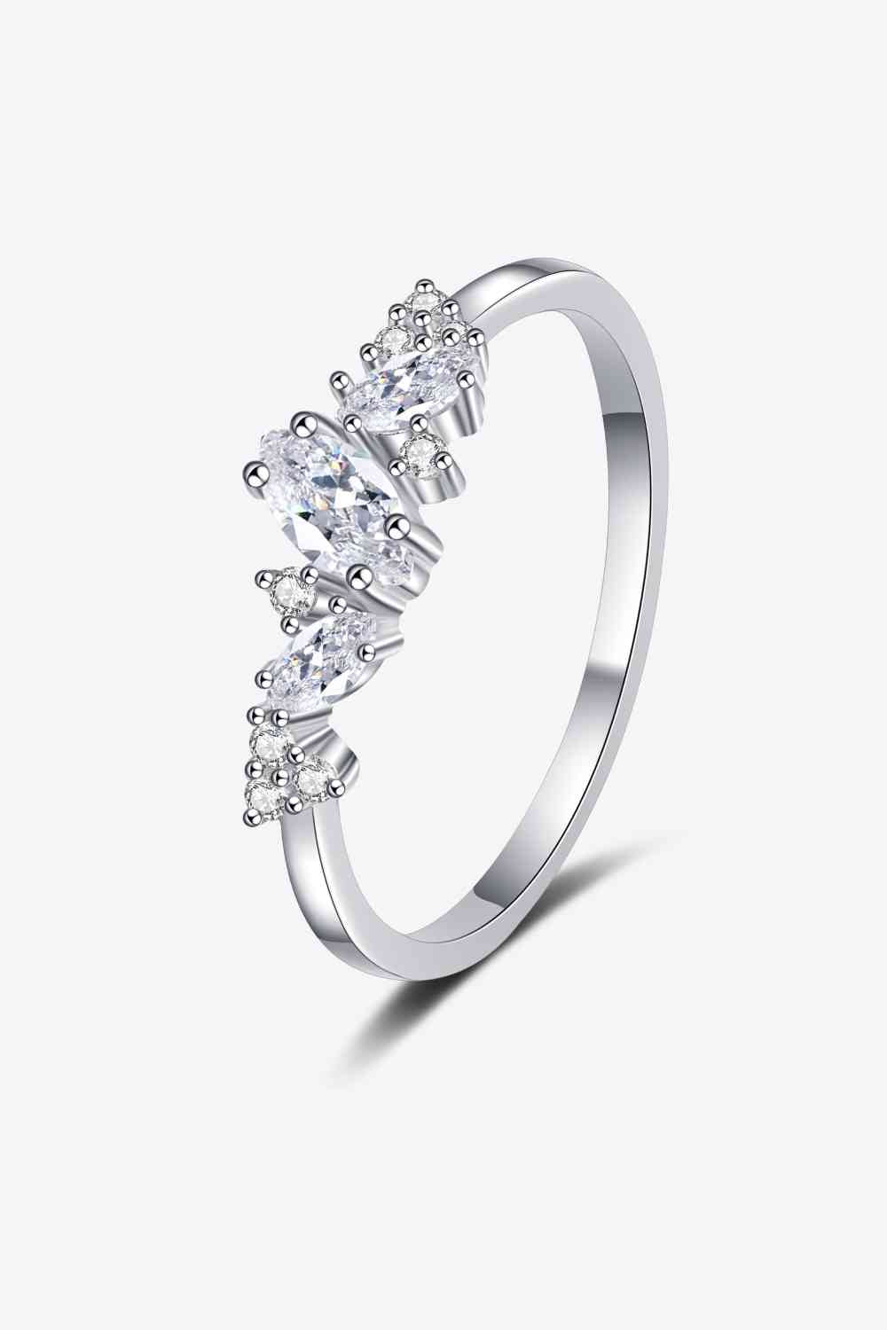 Adored Moissanite Rhodium-Plated Ring - Ladyez