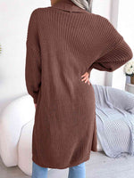 Open Front Dropped Shoulder Longline Cardigan - Ladyez