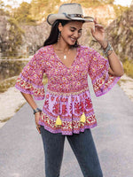 Tie Neck Babydoll Top - Ladyez