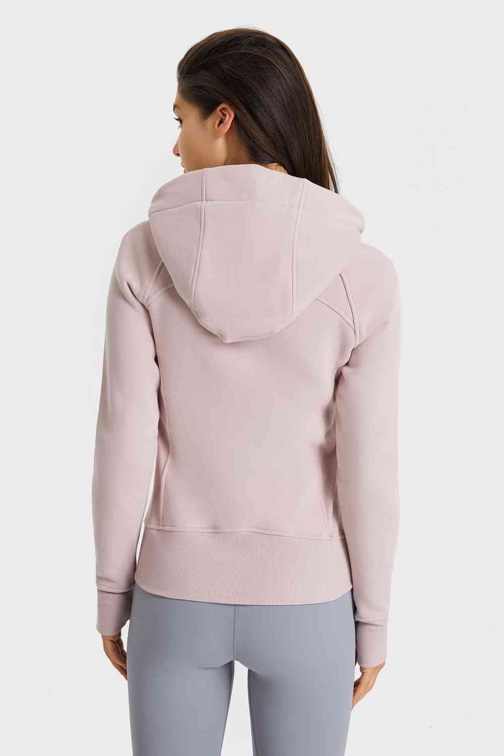 Zip Up Seam Detail Hooded Sports Jacket - Ladyez