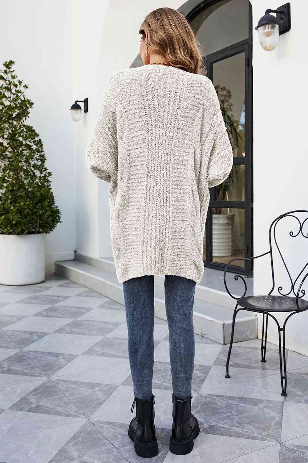 Open Front Dolman Sleeve Cardigan - Ladyez