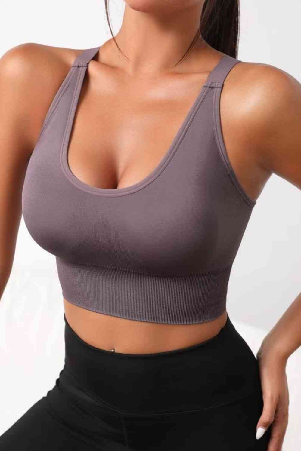 Scoop Neck Long Active Bra - Ladyez