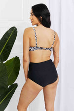 Marina West Swim Take A Dip Twist High-Rise Bikini in Leopard - Ladyez