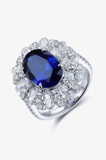 5 Carat Lab-Grown Sapphire Flower Shape Ring - Ladyez