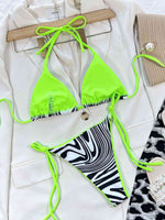Zebra Print Halter Neck Bikini Set - Ladyez